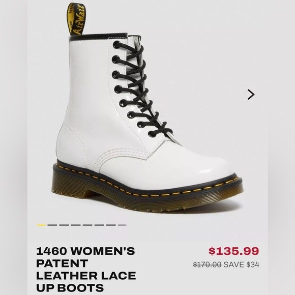 Dr Martens White Patent leather lace up utility moto boots size 7 90’s grunge - Picture 13 of 13